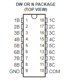 ULN2803ADWR TI德州仪器 达林顿晶体管阵列