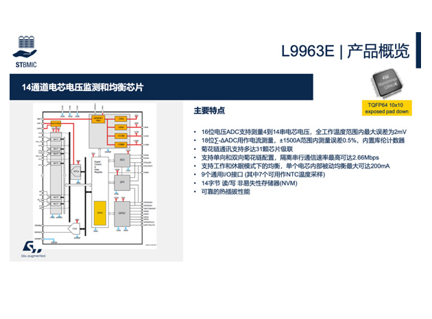 ST意法半导体推出L9963E电池监测/均衡A