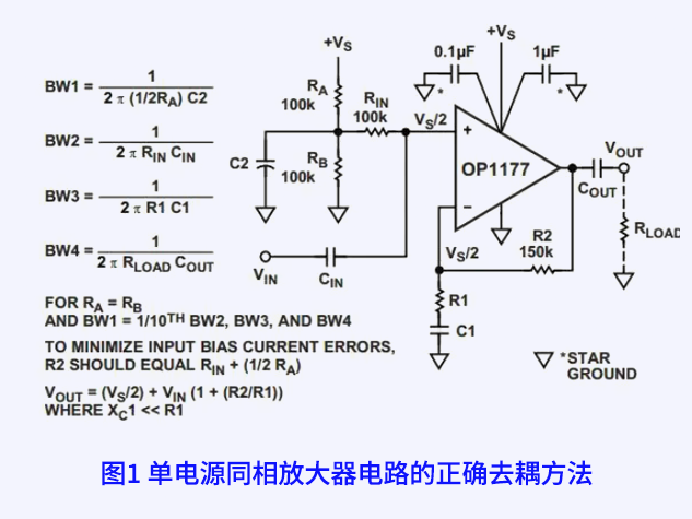 单电源运算放大器电路的正确去耦方法