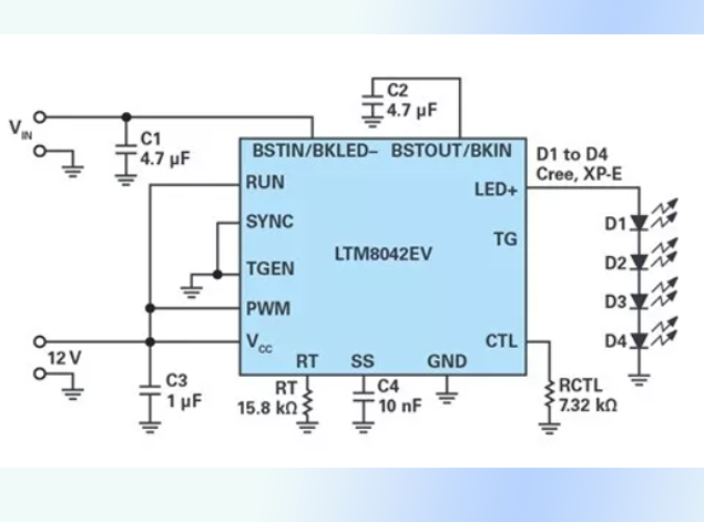 LTM8042 LED驱动器：灵活拓扑支持多场景应用