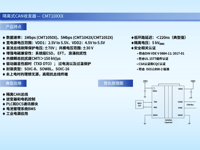 CMT10XXX系列隔离式CAN收发器：提升工业物联网通信可靠性
