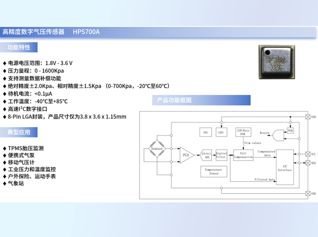 HPS700A：高精度数字胎压传感器
